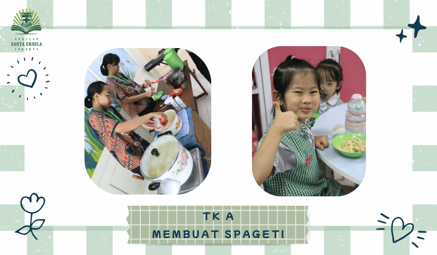 Kegiatan membuat spageti untuk anak TK A